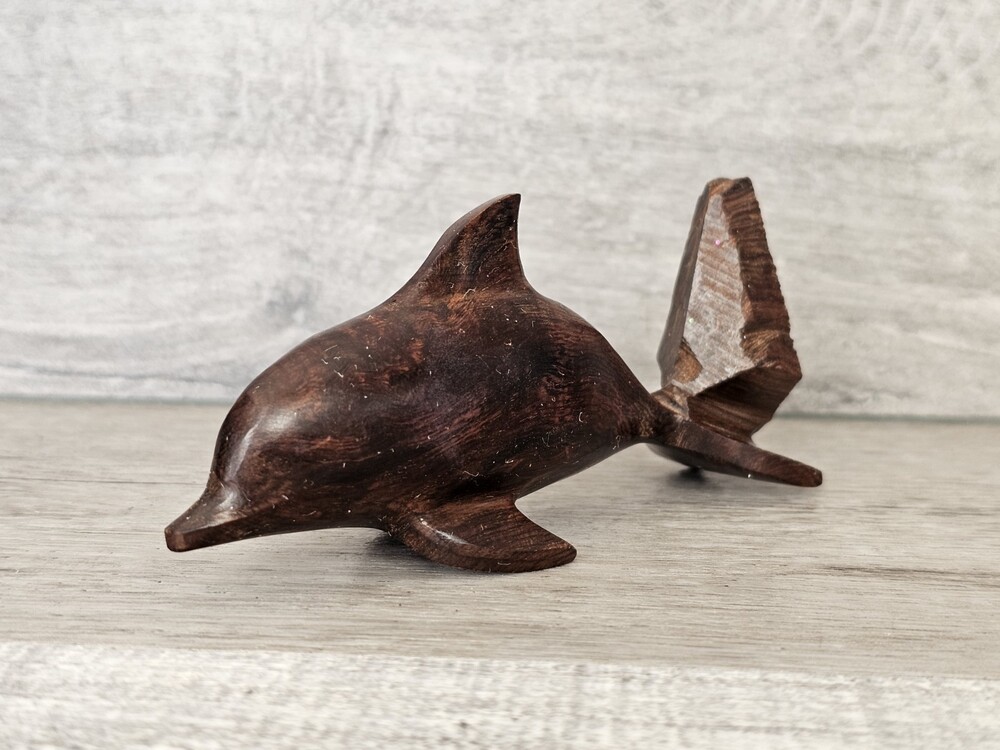 Exquisite Ironwood Hand Carved Dolphin 4.5" Figurine Beach Nautical Decor 206a